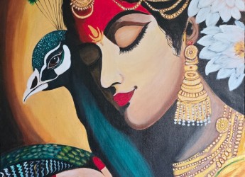Radha rani with peacock by Neha Anwekar